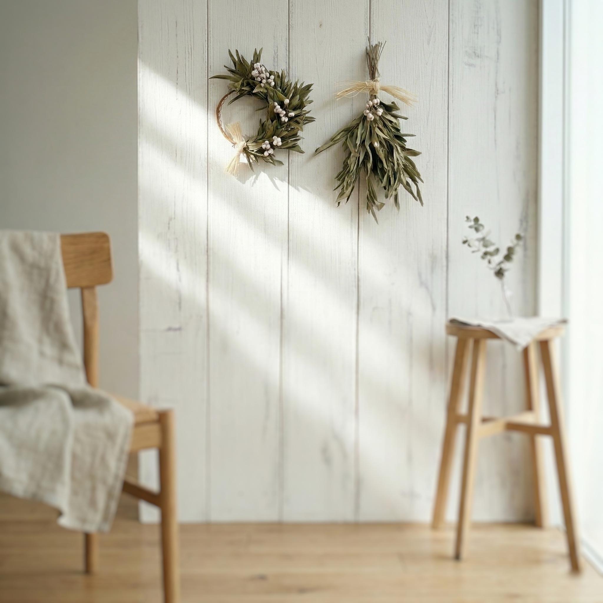 【Creema限定】小さめオリーブのおしゃれなナチュラルリースとスワッグセット｜ドライフラワーの福袋です♪ | 2枚目